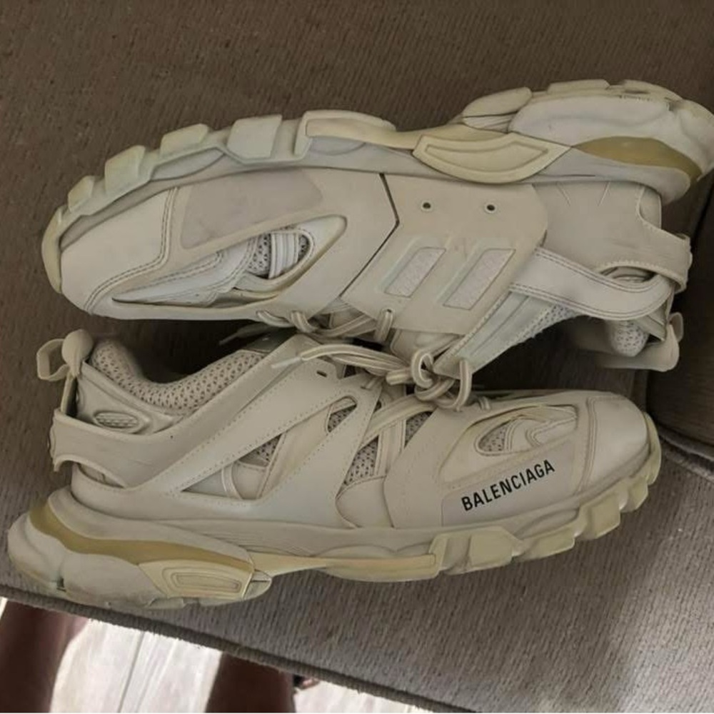 Balenciaga Cream and White Athletic Sneakers